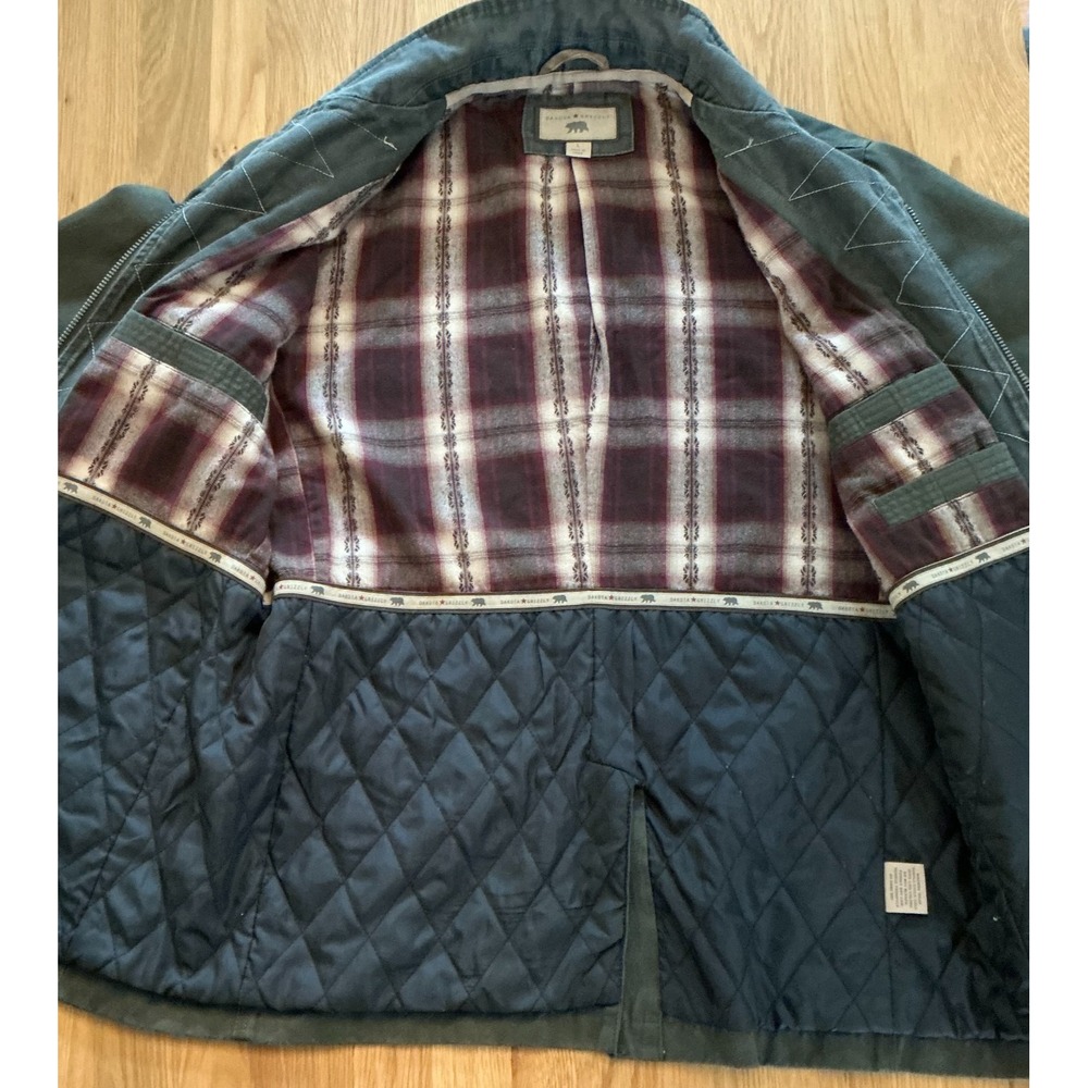 Dakota Grizzly Mens Jacket Size L Olive Green Flannel-Lined Quilted Utility Coat - Picture 6 of 10